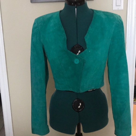 Vintage Danier Suede Blazer Jacket Green XS-S Mint
